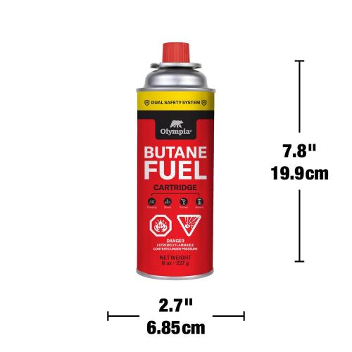 Olympia Red Butane Fuel 7.8 in. H X 8 in. W X 2.7 in. L 8 oz 3 pc