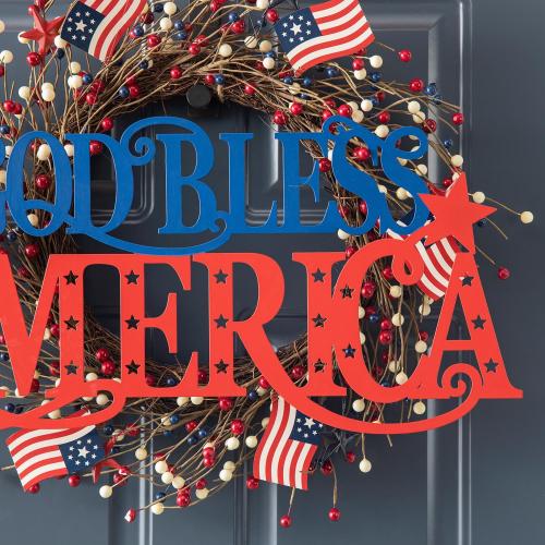 Glitzhome God Bless America Wall Decor Iron 1 pc
