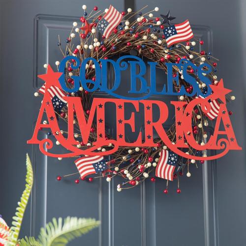 Glitzhome God Bless America Wall Decor Iron 1 pc