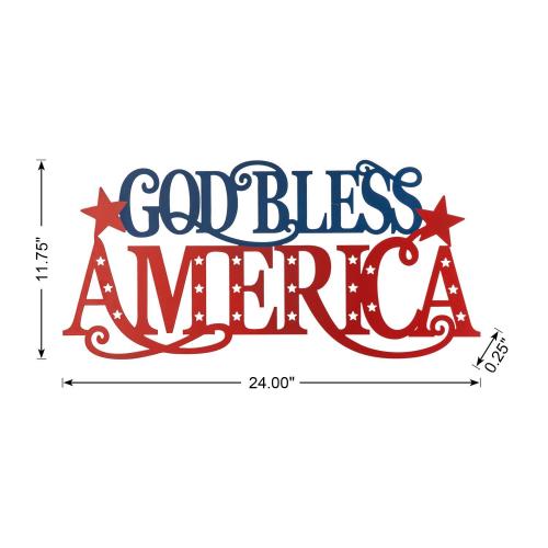 Glitzhome God Bless America Wall Decor Iron 1 pc