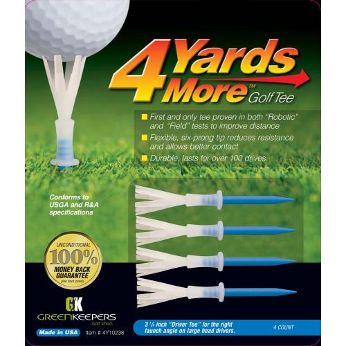 GreenKeepers 3.25” 4 More Yards Golf Tees – 4-Pack