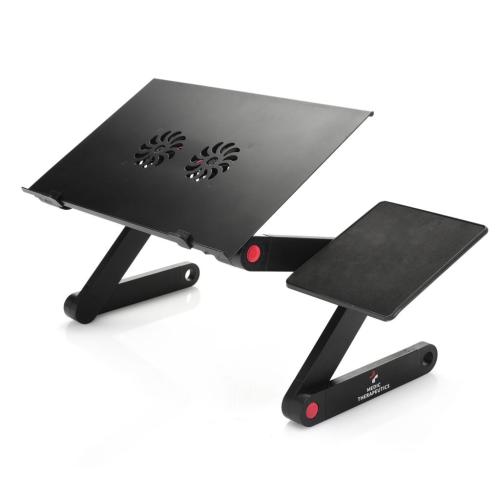 Color Black Medic Therapeutics Adjustable Laptop Desk w/ Cooling Pad & Mouse Pad