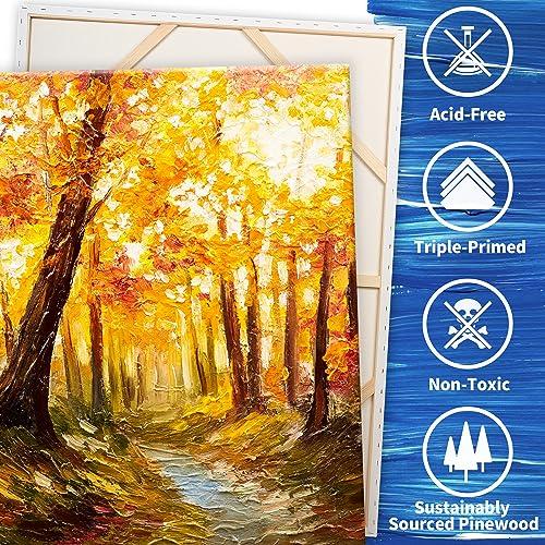 FIXSMITH Stretched White Blank Canvas - 36x48 Inch, 2 Pack,Primed Large Canvas,100% Cotton,5/8 Inch Profile of Super Value Pack for Acrylics,Oils & Ot