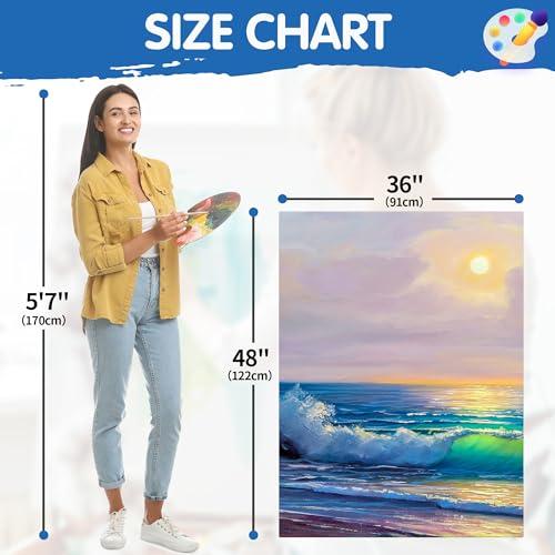 FIXSMITH Stretched White Blank Canvas - 36x48 Inch, 2 Pack,Primed Large Canvas,100% Cotton,5/8 Inch Profile of Super Value Pack for Acrylics,Oils & Ot