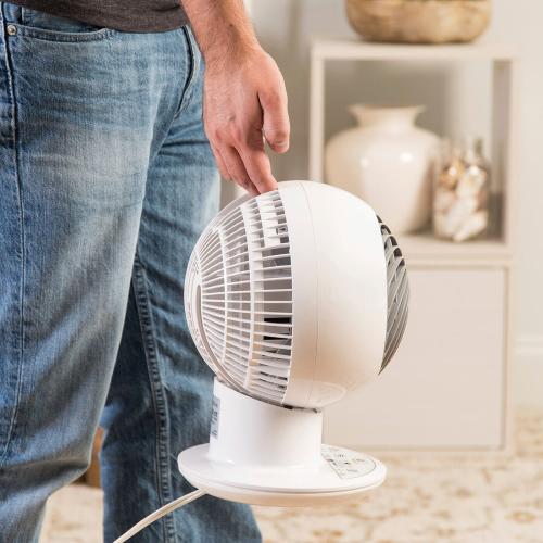 WOOZOO - Compact Globe Oscillating Fan W/ Remote - 5 Speed - White