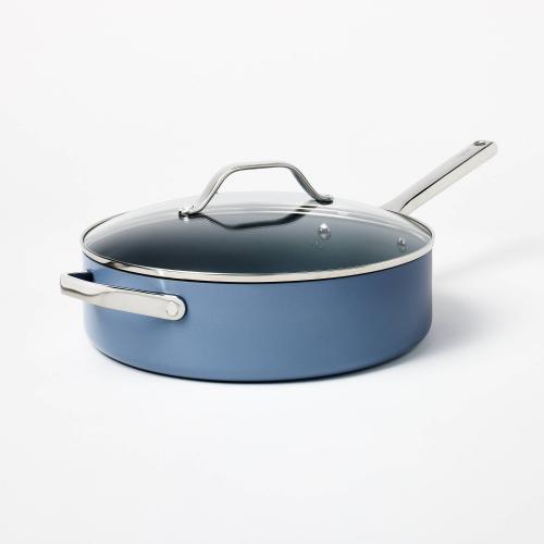 5qt Nonstick Ceramic Coated Aluminum Saute Pan Blue - Figmint MISSING LID