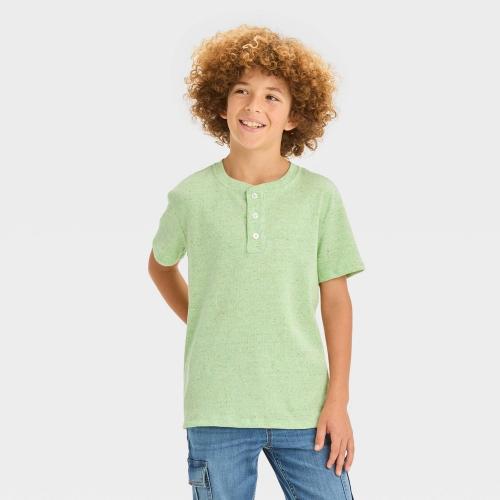 Size S Boys' Short Sleeve Henley Shirt - Cat & Jack™ Green