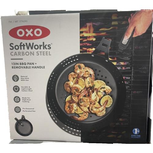 OXO Softworks Carbon Steel 12 BBQ Pan with Holes, Removable Handle BRAND NEW!