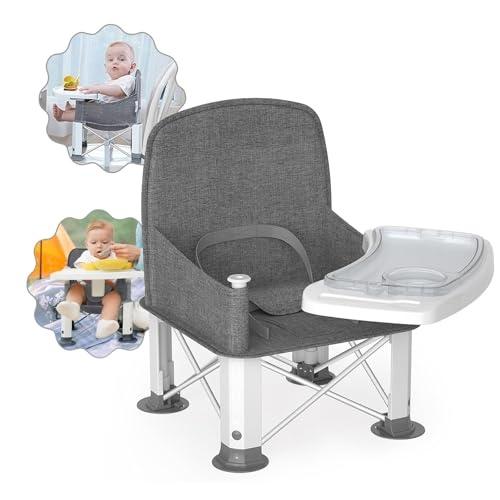 Baby Travel Booster Seat with Double Tray, BabyBond Upgraded Toddler Portable Baby Chair, Booster Seat for Dining Table, Stable and Foldable Booster B