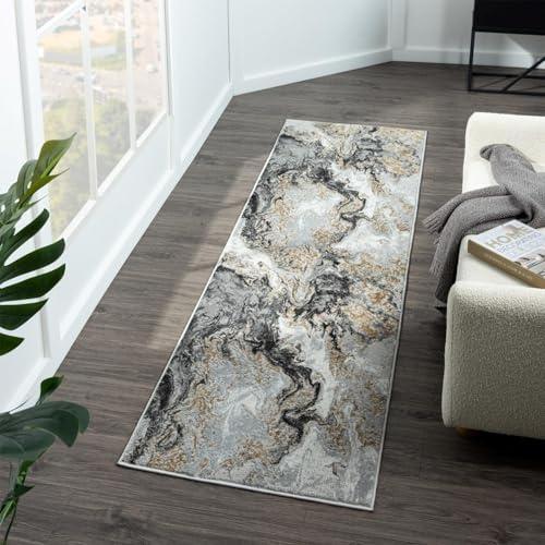 Luxe Weavers Marble Swirl Collection Smoke Abstract Area Rug 2x7