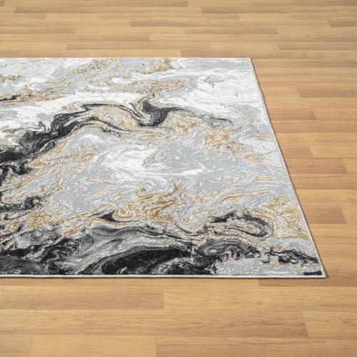 Luxe Weavers Marble Swirl Collection Smoke Abstract Area Rug 2x7