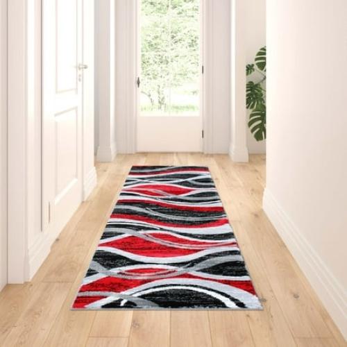 Masada Rugs Area Rug Modern Contemporary Design 1109 Red Grey White Black  Runner