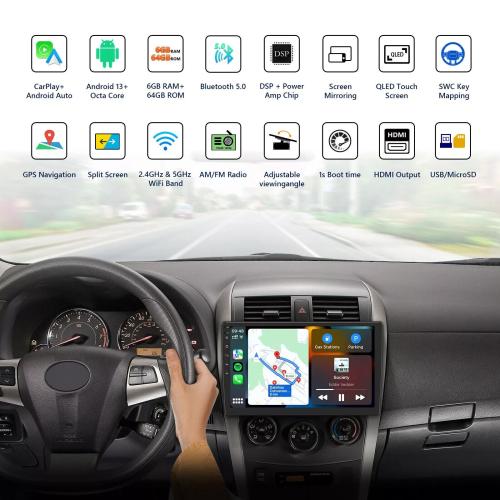 Eonon UA12S Plus Android 13 6 64G Double 2Din 10.1 Car Stereo Radio GPS CarPlay