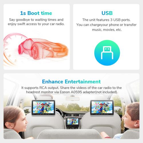 Eonon UA13 Android 13 Double 2Din 7 IPS Car Stereo Radio GPS CarPlay Audio WiFi