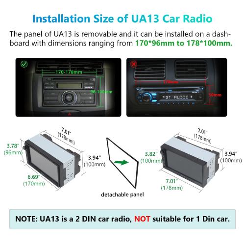 Eonon UA13 Android 13 Double 2Din 7 IPS Car Stereo Radio GPS CarPlay Audio WiFi