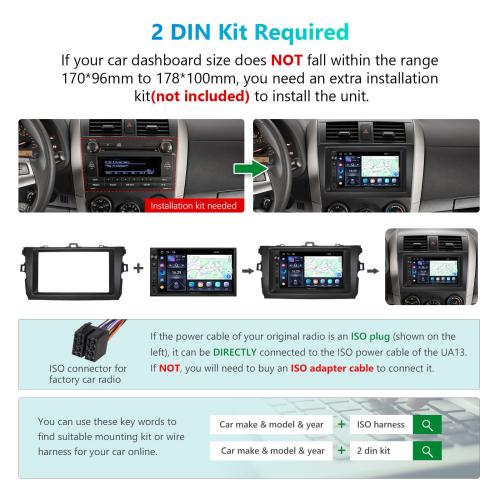 Eonon UA13 Android 13 Double 2Din 7 IPS Car Stereo Radio GPS CarPlay Audio WiFi