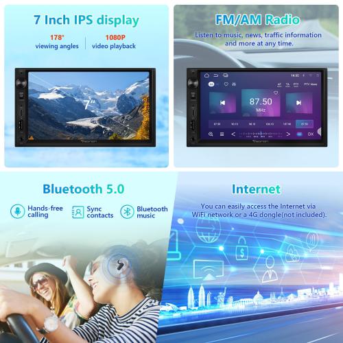 Eonon UA13 Android 13 Double 2Din 7 IPS Car Stereo Radio GPS CarPlay Audio WiFi