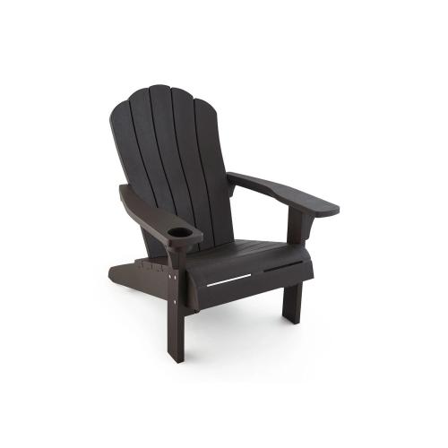 Keter Everest Adirondack Chair with Integrated Cupholder, Brown - Durable