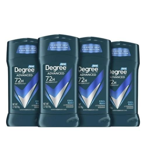 Degree Men Advanced Protection Antiperspirant Deodorant Cool Rush 4 Count 72-Hour Sweat and Odor Protection Antiperspirant for Men with MotionSense Te