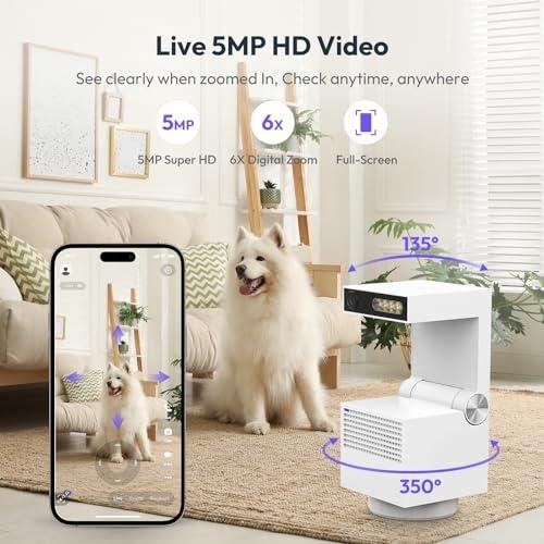 Psync Genie S 5MP Indoor Security Camera, Pan Tilt WiFi Camera for Baby Monitor/Pet Camera with Phone App, Auto Tracking, Person/Pet Detection, 2-Way