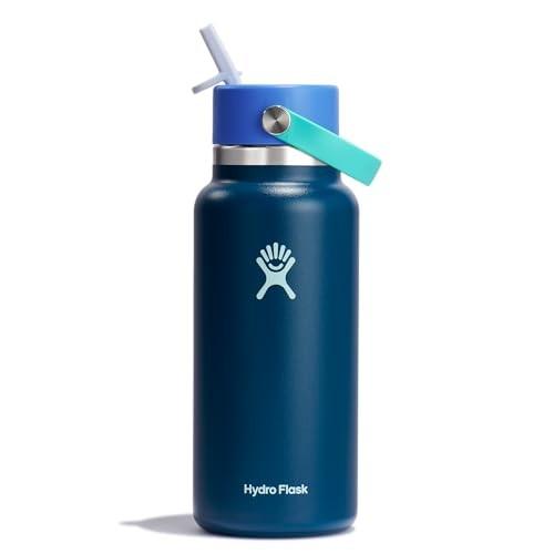 Hydro Flask 32oz Wide Mouth Flex Straw Water Bottle Winter Night: Vacuum-Insulated, Leakproof, Dishwasher-Safe