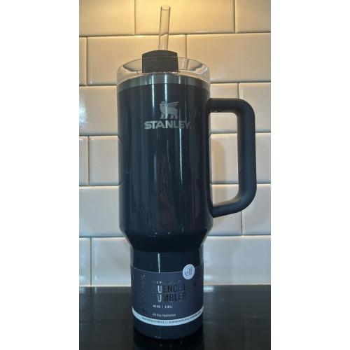 Stanley 40 Oz Stainless Steel H2.0 FlowState Quencher Tumbler Crystal Clear Night - E.l.f.: Dishwasher-Safe Drinkware for Hot or Cold Beverages, Black