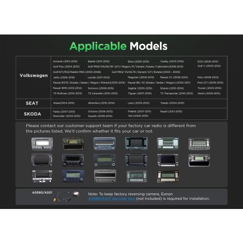 OBD Eonon VWA13 Android 13 Car Radio GPS Stereo Bluetooth WiFi for VW Skoda Seat