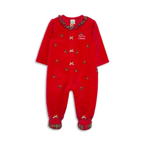 SIZE 9M. Little Me Girls' Holly Plaid Footie - Baby