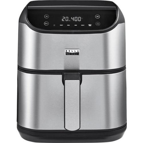 Black and Silver Bella PRO - 6-qt. Touchscreen Air Fryer - Stainless Steel