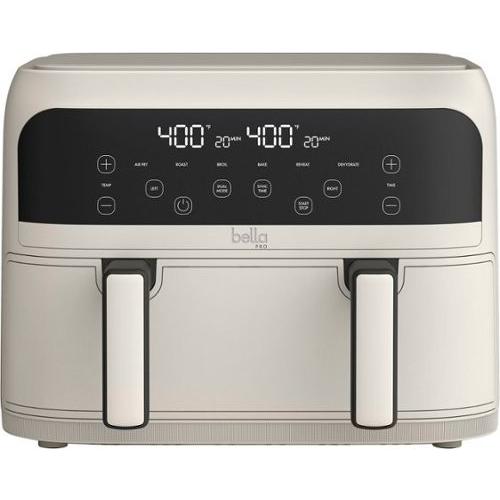 Bella PRO - 4-qt. TriZone Touchscreen Air Fryer with Dual Flex Basket - Oatmilk