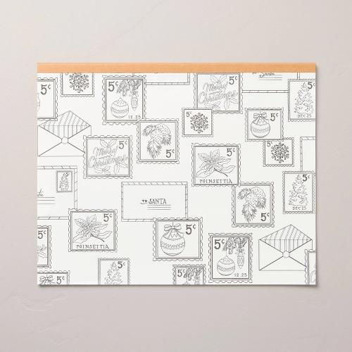 24ct Vintage Christmas Stamp Disposable Paper Coloring Placemats Black/White - Hearth & Hand™ with Magnolia 2 pack