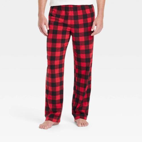 SIZE XL Men's Buffalo Check Microfleece Holiday Matching Family Pajama Pants - Wondershop™ Red
