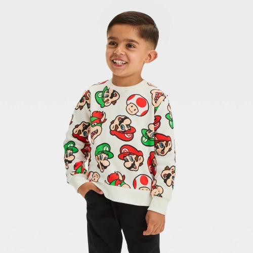 Size 4T Toddler Boys' Super Mario and Friends Fleece Pullover - Cream