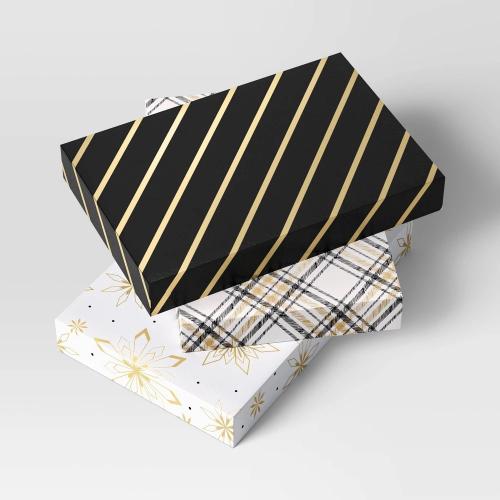 72ct 9x2 Festive Print Christmas Shirt Gift Box White/Gold/Black - Wondershop™   24 packs