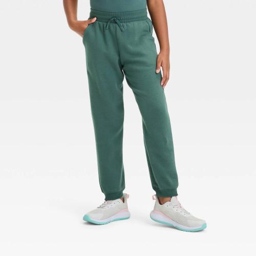 Size L Girls' Fleece Jogger Pants - All in Motion™ Forest Green