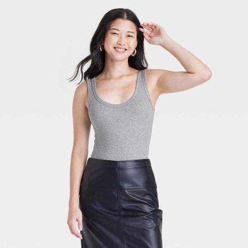 Size M Women's Double-Scoop Bodysuit - a New Day™ Gray