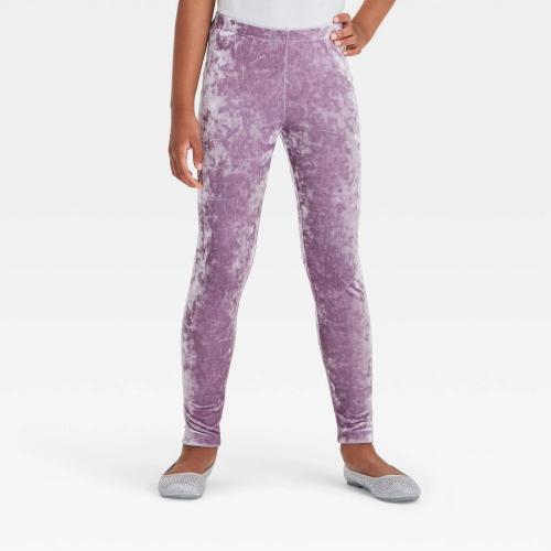 Size XS Girls' Crushed Velour Leggings - Cat & Jack™ Dusty Purple