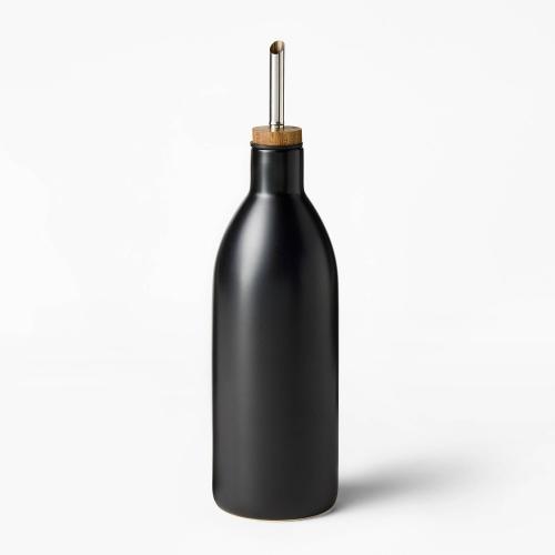 Ceramic Oil Pour Bottle Black - Figmint™: Stoneware Oil Dispenser, Food Storage Container, 18.6oz Capacity