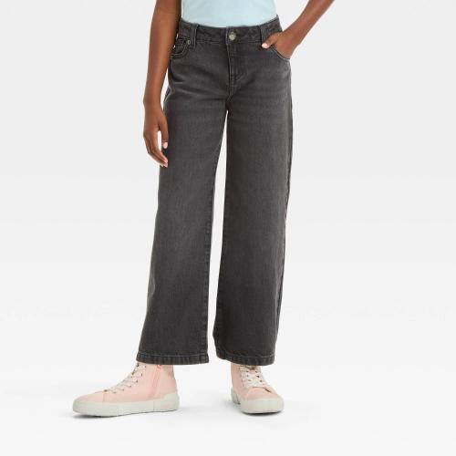 Size 8 Girls' Mid-Rise Wide Leg Jeans - Cat & Jack™ Black