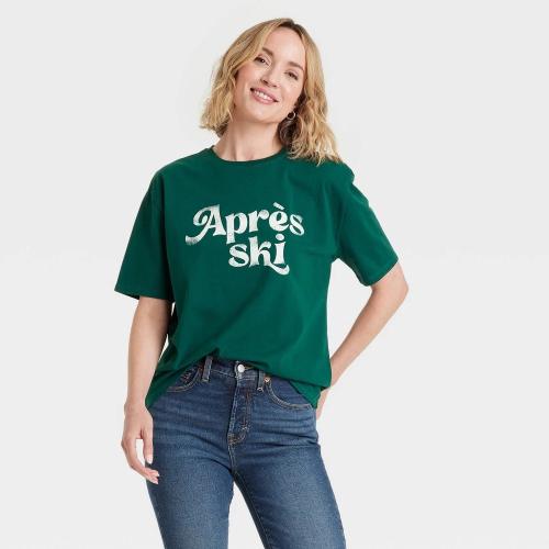 Size XL Women's Short Sleeve Graphic T-Shirt - Universal Thread Dark Green