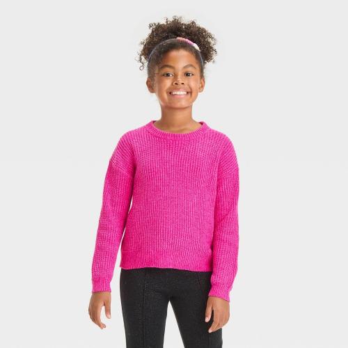 Size XS Girls' Pullover Chenille Sweater - Cat & Jack™ Magenta