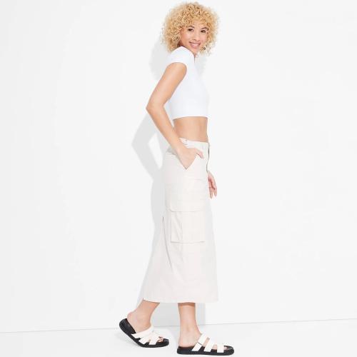 Size XS Women's Cargo Maxi Skirt - Wild Fable™ Light Beige