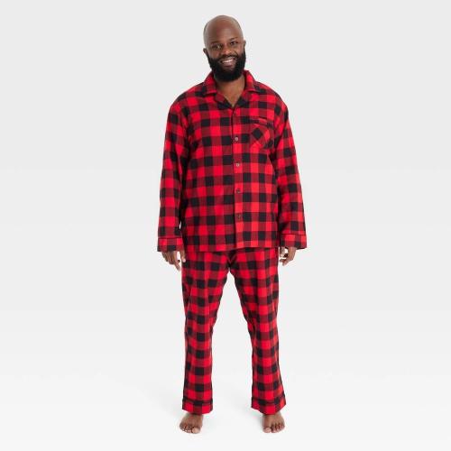Men's Buffalo Check Flannel Holiday Matching Family Pajama Set - Wondershop™ Red L