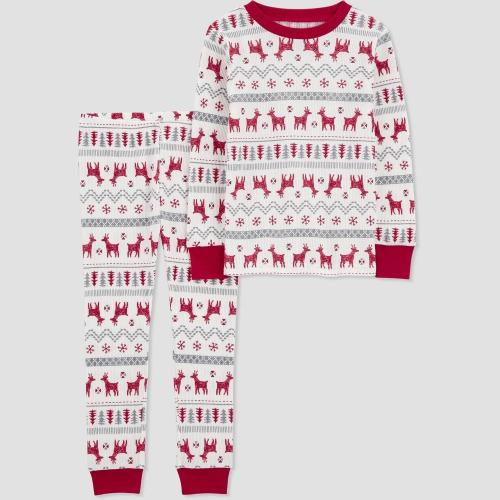 Size 12 M Carter's Just One You® Toddler 2pc Cotton Long Sleeve Fairisle Christmas Pajama Set - Red/White