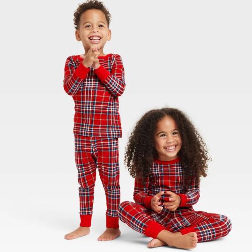 Size 2T Toddler Plaid Cotton Ribbed Holiday Matching Family Pajama Set - Wondershop™ Red