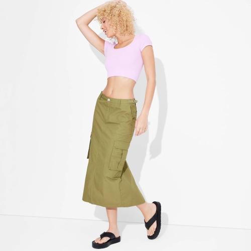 Size XXS Women's Cargo Maxi Skirt - Wild Fable™ Olive Green