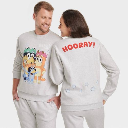 Size S Adult Bluey Family Graphic Sweatshirt - Heather Gray