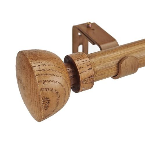 SKYPLUS LIVING Faux Wood Style Curtain Rod Set with Wood Grain Round Finial, 36-72 Inch, Standard Single Drapery Rod for 1 Pack, 1 Inch Diameter, Adju