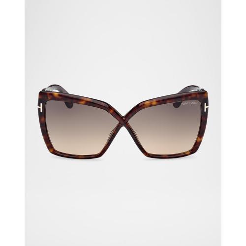 Tom Ford Jayden Fiore Sunglasses Havana Grey Gradient ( Case  : Yes - No scratches)