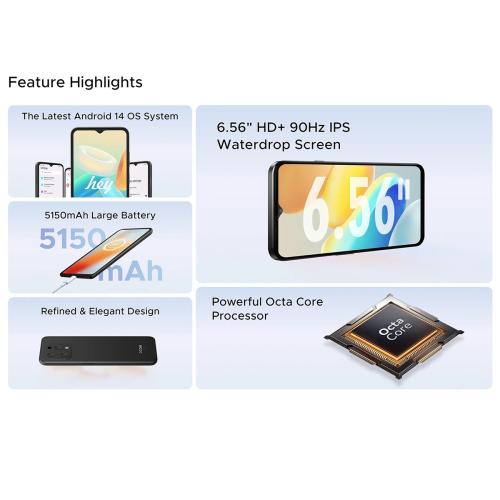 DOOGEE N55 Smartphone 6.56 90Hz Display Spreadtrum T606 4G 5150mAh Battery 4GB 128GB 13MP Main